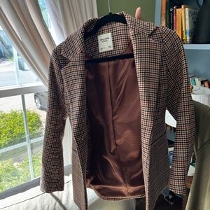 Brown Houndstooth Wool-Blend Blazer – XXS Petite - $60